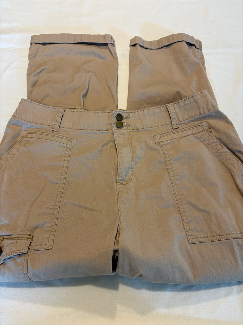 Time and Tru Tan Cargo Pants with Elastic Waist